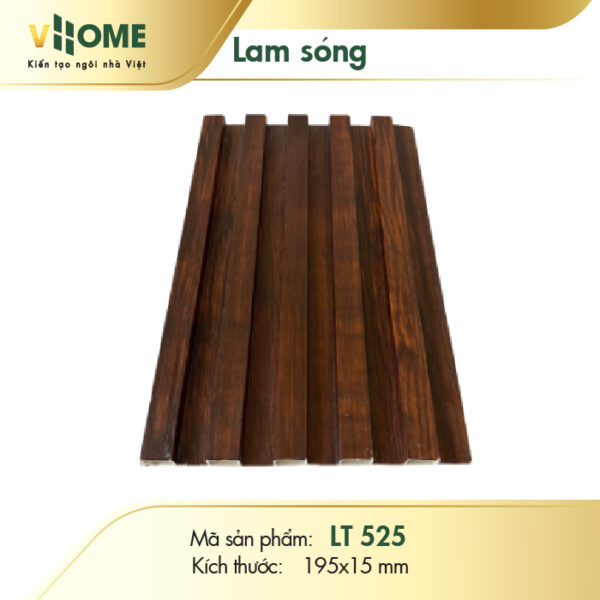 Lam sóng nhựa giả gỗ màu nâu chocolate 5 sóng thấp LST525