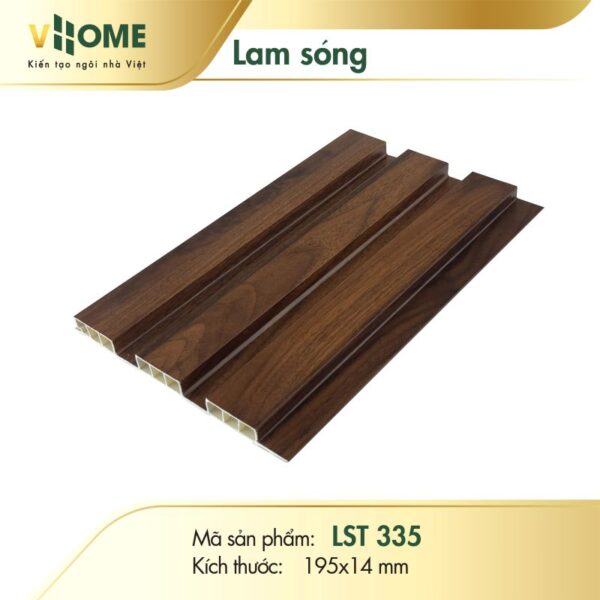 Lam sóng nhựa giả gỗ óc chó đậm 3 sóng thấp LST335