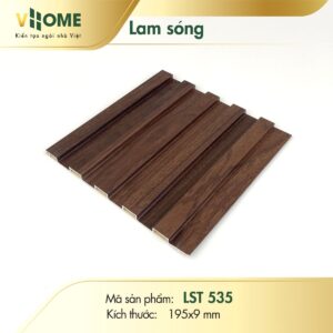 Lam sóng nhựa giả gỗ óc chó đậm 5 sóng thấp LST535