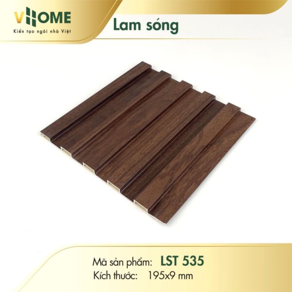 Lam sóng nhựa giả gỗ óc chó đậm 5 sóng thấp LST535