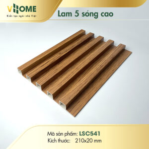 Lam sóng nhựa giả gỗ sồi đậm 5 sóng cao LSC541