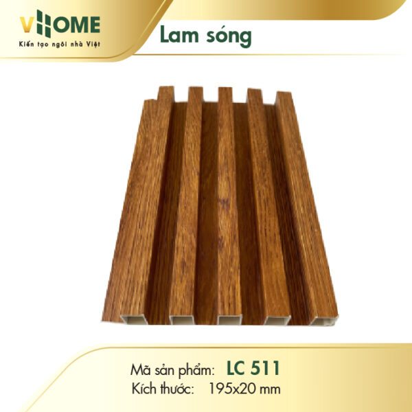 Lam sóng nhựa giả gỗ sồi sáng 5 sóng cao LSC511
