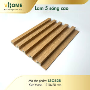 Lam sóng nhựa giả gỗ sồi tự nhiên 5 sóng cao LSC528