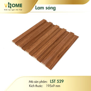 Lam sóng nhựa giả gỗ vàng nâu 5 sóng thấp LST529