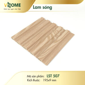 Lam sóng nhựa giả gỗ vàng nhạt 5 sóng thấp LST507