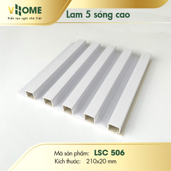 Lam sóng nhựa màu trắng ngà 5 sóng cao LSC506