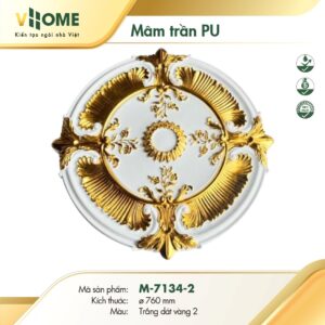 Mâm trần trắng dát vàng M7134-2
