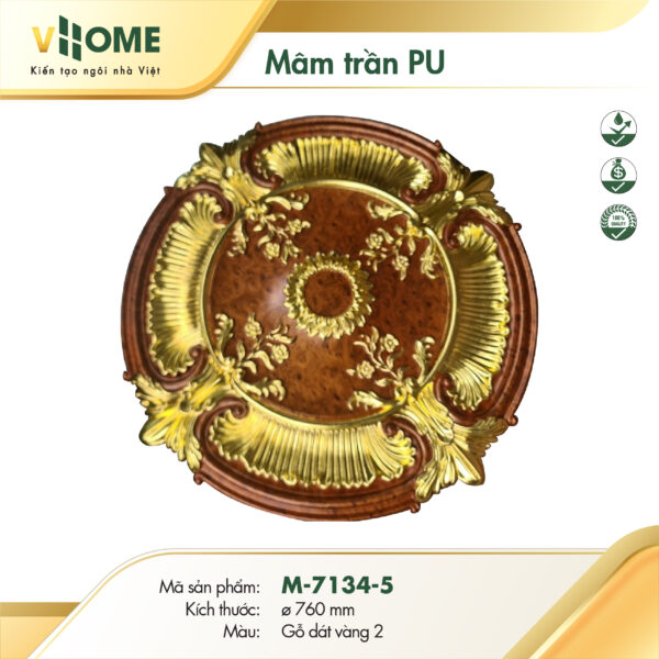 Mâm trần vân gỗ dát vàng M7134 - 5