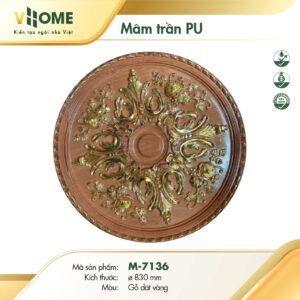 Mâm trần vân gỗ dát vàng M7136
