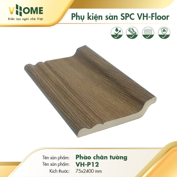 Phào chân tường màu nâu óc chó đậm P12