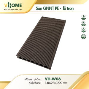 Sàn gỗ nhựa ngoài trời gốc PE màu cafe lỗ tròn W06