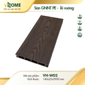 Sàn gỗ nhựa ngoài trời gốc PE màu cafe lỗ vuông W02