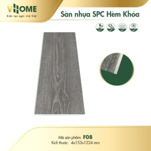 Sàn nhựa giả gỗ hèm khóa đế cao su màu gỗ sồi xám F08 - 4mm