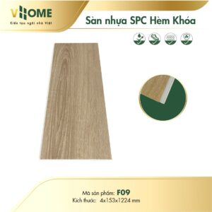 Sàn nhựa giả gỗ hèm khóa đế cao su vân gỗ sồi sáng F09 - 4mm