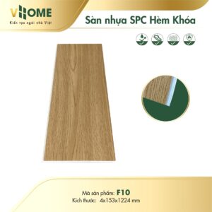Sàn nhựa giả gỗ hèm khóa đế cao su vân gỗ sồi vàng F10 - 4mm