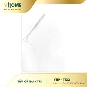 Tấm ốp than tre vân đá trắng Calacatta TT32