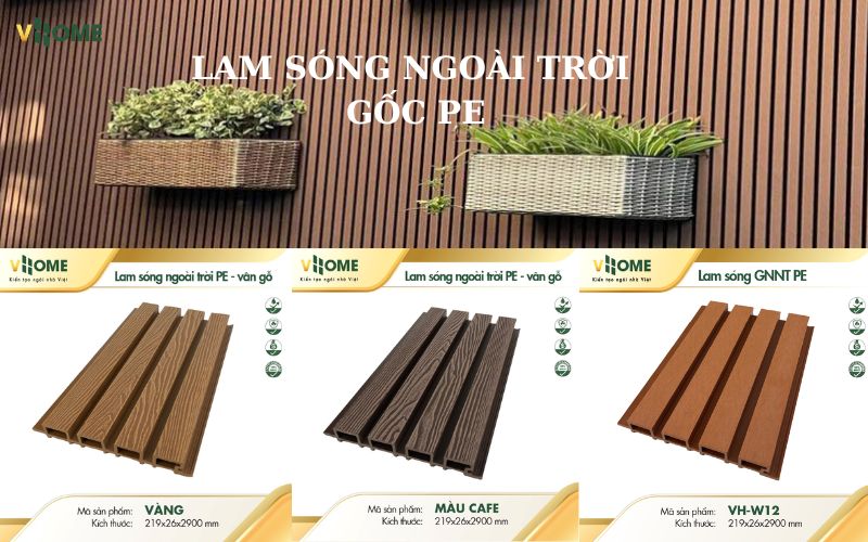 Tấm lam sóng gỗ nhựa ngoài trời chống nóng gốc PE