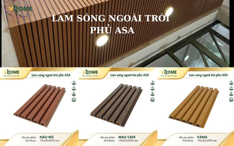 Tấm lam sóng gỗ nhựa ngoài trời chống nóng phủ ASA