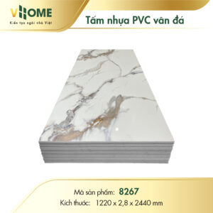 Tấm pvc vân đá Calacatta đen ánh đồng VX8267