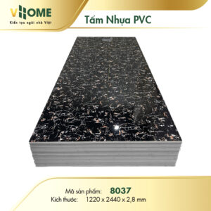 Tấm pvc vân đá đen vân mây ánh vàng VX8037