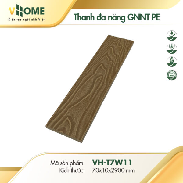 Thanh đa năng gỗ nhựa ngoài trời gốc PE màu vàng T7W11