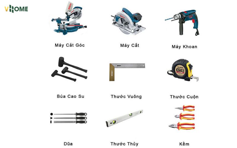 Chuẩn bị dụng cụ và vật tư thi công Chuẩn bị dụng cụ và vật tư thi công
