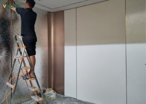 Thi công nẹp trang trí hoàn thiện công trình tấm than tre