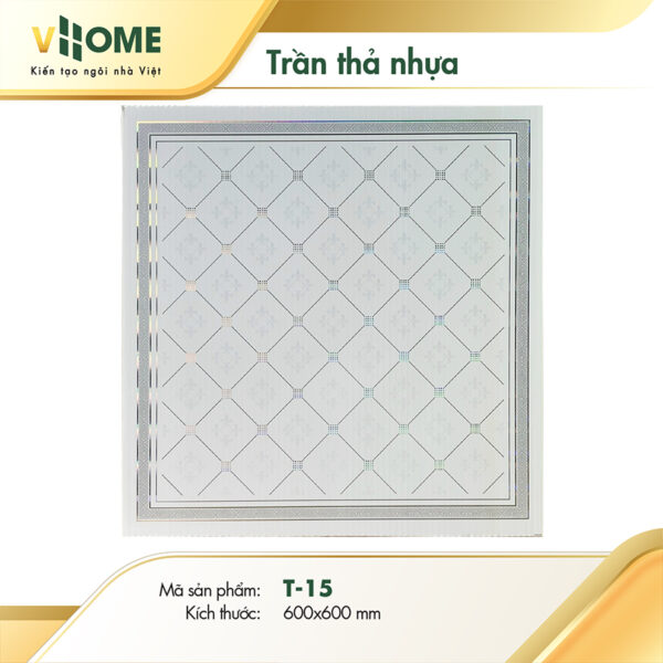 Trần thả nhựa họa tiết ô quả trám kết hợp hoa văn cách điệu T15