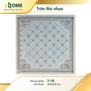 Trần thả nhựa hoa văn caro cổ điển T18