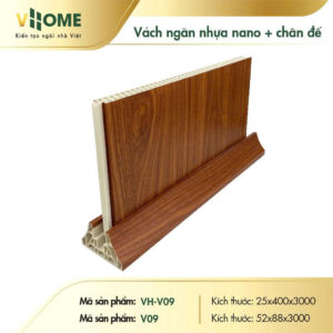 Vách ngăn nhựa giả gỗ nâu vàng đậm V09