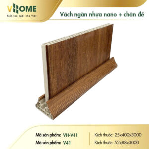 Vách ngăn nhựa giả gỗ nâu vàng sáng V41