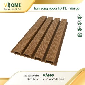 Lam sóng gỗ nhựa ngoài trời gốc PE vân gỗ màu vàng