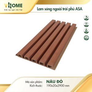 Lam sóng gỗ nhựa ngoài trời phủ ASA màu nâu đỏ
