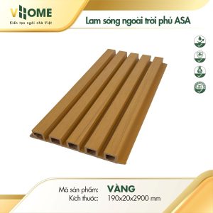 Lam sóng gỗ nhựa ngoài trời phủ ASA màu vàng