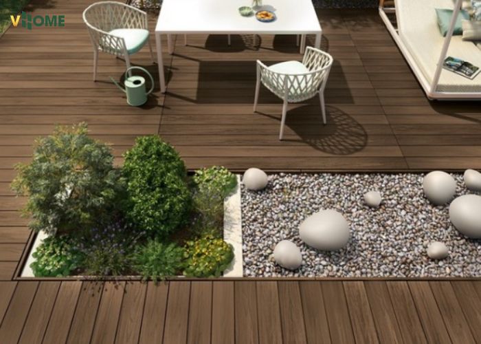 Lát sàn gỗ nhựa lỗ tròn khu resort, khu nghỉ dưỡng,...