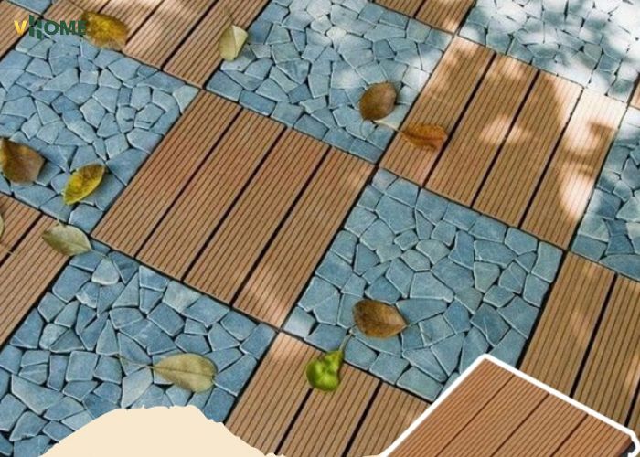 Thi công vỉ gỗ nhựa với đá tự nhiên