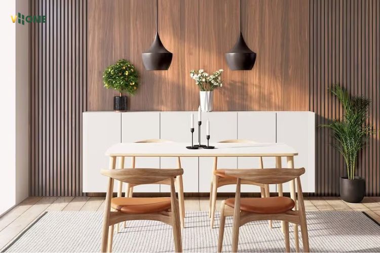 Sử dụng tấm ốp than tre 5mm cho phòng ăn