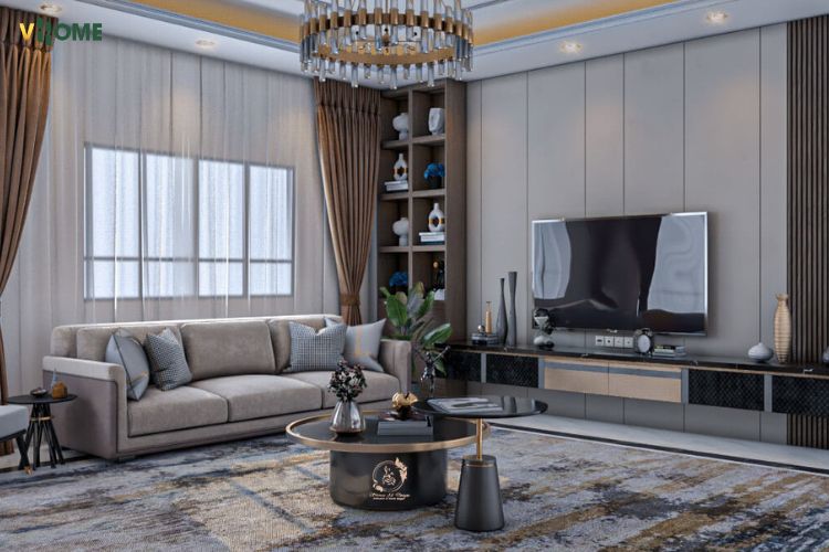 Tấm ốp than tre phòng khách đẹp - sang trọng