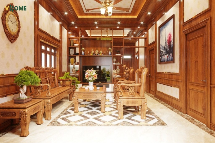 Thi công trần nano ở phòng khách lớn