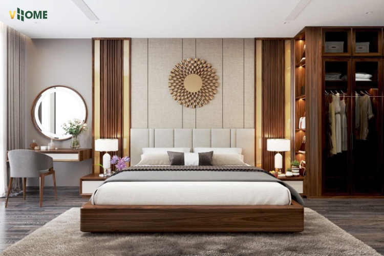 Tấm nhựa ốp tường phòng ngủ vân vải