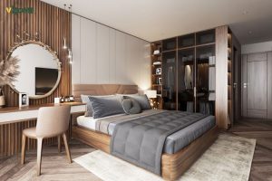 Tấm ốp tường phòng ngủ đơn sắc
