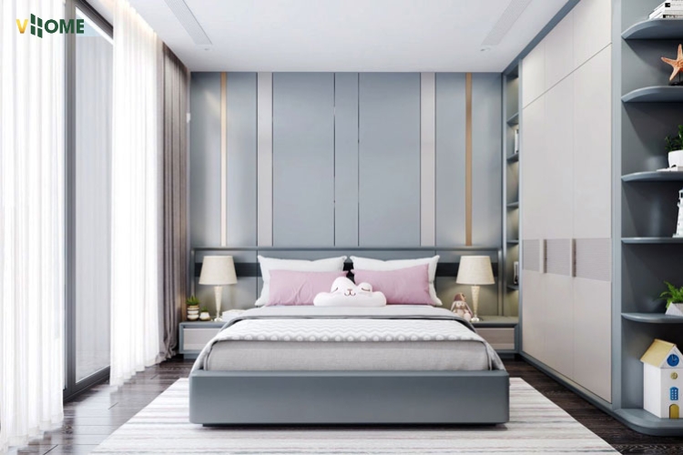 Tấm ốp tường phòng ngủ đơn sắc