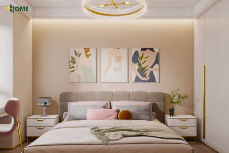 Tấm ốp tường phòng ngủ đơn sắc