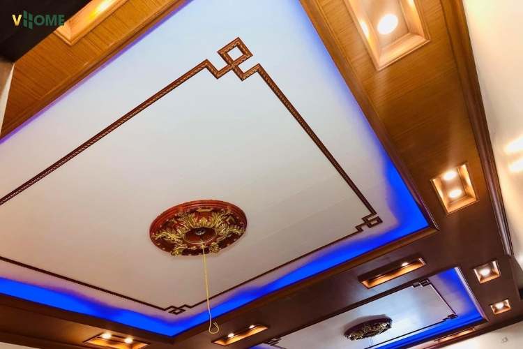 Trần nano giật cấp kết hợ sử dụng đèn LED Trần nano giật cấp kết hợ sử dụng đèn LED