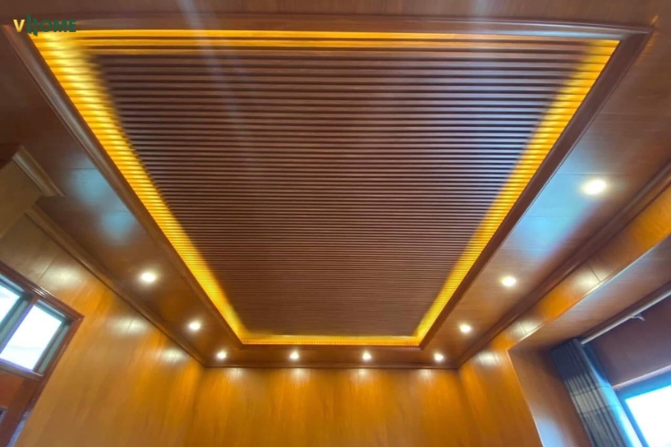 Trần nhựa giả gỗ lam sóng
