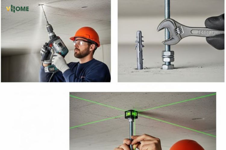 Lắp đặt hệ treo (Ty treo)