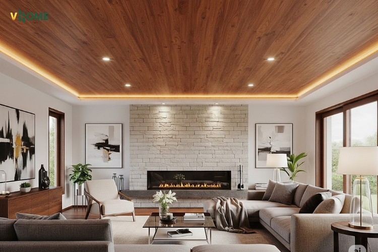 Trần nhựa nano phẳng được thi công cho nhà cấp 4