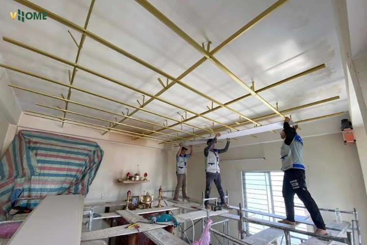 Nhà cấp 4 mái bằng bê tông kết hợp trần nhựa nano