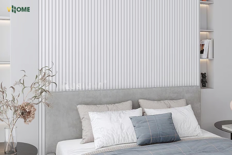 Ốp lam sóng nhựa màu trắng cho đầu giường phòng ngủ Ốp lam sóng nhựa màu trắng cho đầu giường phòng ngủ