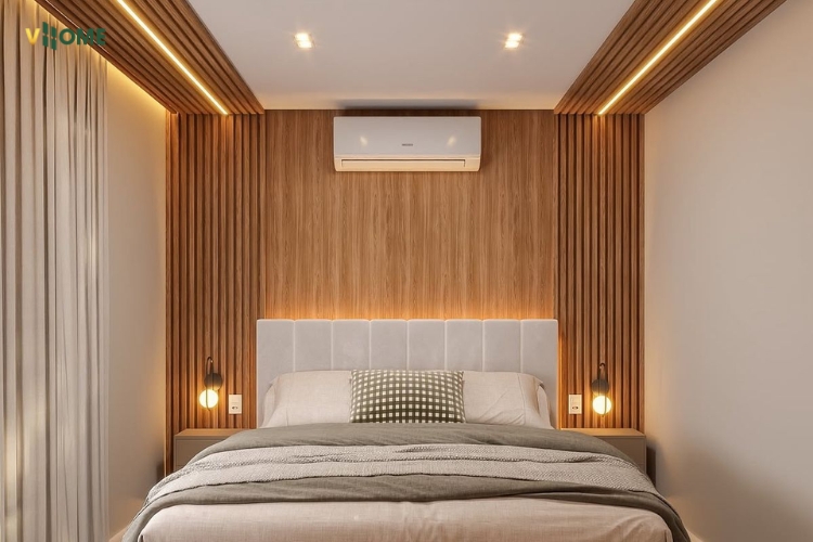 Trần phòng ngủ ốp lam sóng Trần phòng ngủ ốp lam sóng